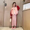 Kläder sätter Girls Spring Autumn Baseball Uniform Suits Junior Kids Casual Patchwork Coat and Pants 2st High Quality Children 5-15Y