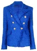 HIGH STREET est Designer Veste Mode Femmes Classique Slim Fit Double Boutonnage Lion Boutons Frangé Tweed Blazer 240201