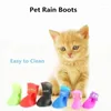 Vêtements de chien Chaussures de pluie pour animaux de compagnie Antidérapantes et imperméables Bottes en caoutchouc de chat Chaussures de plein air Chaussettes 4 pièce / ensemble