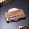 Hair Brushes Natural Sandalwood Pocket Beard Combs For Men - Handmade Wood Comb With Dense And Sparse Tooth Drop Delivery Products C Dhw3G