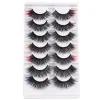 7 paires de Faux cils colorés D Curl naturel moelleux coloré maquillage Faux cils extensions Volumes russes