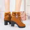 Boots Fausse fourrure hiver bottines pour femmes en peluche épais chaud talon haut femme Martin bottes fête mariage chaussures chaussures élégantes