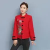 Abbigliamento etnico Cinese Fibbia Ricamo Migliorato Breve Cheongsam Top Camicia floreale Tang Suit 2024 Primavera Abiti antichi di qualità 11667