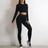 Damesbroek Vijfdelige set billen Fitnesspak Mooie rug Yoga Top Gebreide kleding met korte mouwen