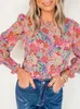 Women's Blouses Elegant And Youth Woman Flower Long Sleeve Shirt Bohemian Floral Print Pullover Top Spring Clothes Ladies 2024