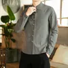Chemises décontractées pour hommes Style chinois Automne Boutonné Chemise à manches longues surdimensionnée pour et vêtements anciens polyvalents