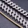 Hip Hop Luxury Vintage Men's Bling Baguette Lab Moissanite 925 Sterling Silver 18k Cuban Chain Necklaces