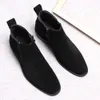 Scarpe da uomo alla caviglia in pelle scamosciata Stivali da uomo eleganti con cerniera marrone nero autentico Stivali da uomo formali di alta qualità