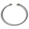 Manchet Bruiloft Armband Vrouwen Kristallen Twee Kleur 18K Vergulde Draad Touw Eenvoudige Open Liefde Gecharmeerde Armbanden 5Mm 4Mm Hip Hop Ontwerper Dhbj7