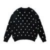 女性のセーターImakokoni Black Polka Dot Seater、ゆるい長袖トップの女性234394