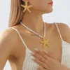 Sautoirs Style bohème couleur correspondant gelée bijoux personnalité créative tempérament feuille étoile de mer exagéré collier en métal pour femme YQ240201