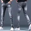 Jean gris clair de luxe pour hommes, Version coréenne, Slim, extensible, de haute qualité, imprimé, décontracté, Sexy, élégant, de rue;240226