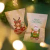 Presentförpackning 24st Kraft Paper Candy Cookie Bag Christmas Santa Claus Snowman Xmas Party år inpackning Förpackningsväskor