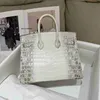 Women Handbag Himalaya Crocodile Himalayan White BK25cm Crocodile Skin Womens Bag Bag Handbag Three Skin Pure Handmade L