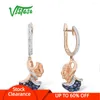 Dangle Earrings VISTOSO 14K 585 Rose Gold For Women Sparkling Diamond Emerald Blue Sapphire Leaves Drop Elegant Fine Jewelry