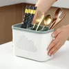 Kitchen Storage Double Layer Drain Chopsticks Cage Multifunction Cutlery Hollow Drainer Knife Holder Tableware Rack Organizer