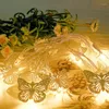 Strings 10 LED Hollow Out For Butterfly Decorative String Lights Night Lamp Holiday Anniversary Party Wedding Garden Drop