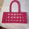 Evening Bags Acrylic Hollow Hand-held Basket Beaded Rose Red Transparent White Handmade Woven Handbag Customized Women's Bag