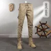 Pantalons pour hommes Automne et hiver Mode extérieure Moto Couture Stretch Slim-Fixation Salopette à la cheville Hommes Tendance Casual