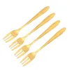 Set sets 4 pc's metalen cake vork drie Tine dessert vorken roestvrijstalen tandenstokers