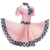 Stage Wear Waltz Ballroom Dance Competition Dresses Girls Short Sleeved Latin Dress Performance Costume SL8677