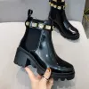 Designer-Stiefel für Damen, Martin-Stiefel, Kampf-Cowboy-Stiefel, schwarze Lederstiefel, Winter-Plateaustiefel, Segeltuch, Biker, Reisen, dicker Boden