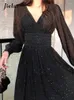 Lässige Kleider Vintage sexy Maxi für Frauen elegante Party Sommer Midi Kleiderinnen Frau Herbst Chiffon Slim Korean Dame