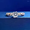 Кольца кластера, позолоченное серебро 925 пробы, 5 мм, лабораторный высокоуглеродистый бриллиант, драгоценный камень, вечерние ювелирные изделия, кольцо для женщин