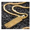 Colliers pendentifs Collier en acier inoxydable glacé en forme de barre d'or pendentif boîte ronde chaîne Fortune charme Hip Hop hommes cadeau de noël Dhsfn