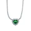 Hängen Springlady Luxury 925 Sterling Silver 8mm Heart Cut Emerald Gemstone Halsband Pendant Tenniskedja Fina smycken