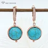 Dangle Earrings S&Z DESIGN Trendy Green Turquoises Beads Ethnic For Women 585 Rose Gold Color Fine Fashion Party Gift