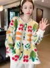 Malhas femininas hikigawa chique moda vintage dos desenhos animados jacqquard mulheres suéteres casacos coreano casual solto todo o jogo de malha cardigan topos mujer