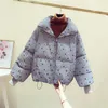 Women's Down 2024 Winter Shiny Snowflake Reflective Thickened Bread Clothing Fashionable Thin Loose Short Jacket Regular