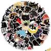 Bilklistermärken 50st/Lot Cartoon Creative Cute Black Cat Bombay Iti Sticker för DIY Lage Laptop Cykeldekaler Drop Leverans Mobiler M DHQBK