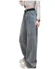 Женские свободные джинсовые брюки-палаццо с высокой талией и вышивкой логотипа, длинные брюки SMLXLXXL3XL4XL