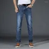 Jeans pour hommes 2024 printemps été coupe ajustée mince couleur claire mode décontracté coton élastique haute qualité Denim pantalon marque masculine