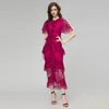 100187 XXL 2024 Runway Dress SPring Summer Dress Crew Neck Purple Brand Same Style Womens Dress Fashion High Quality SH