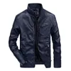 Casaco curto de outono e inverno para motocicleta, roupa de couro com gola alta, roupa masculina 240125