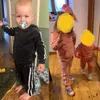 Småbarn barn hoodies sweatshirt set solid sammet vår hösten baby pojke tjej träningskläder för barn sport outfits 240131