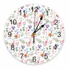 Wall Clocks Watercolor Floral Hand-Painted Plants Printed Clock Modern Silent Living Room Home Decor Hanging Watch