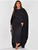 Basic Casual Dresses Autumn Fashion Satin Party Dress Robe Abaya Muslim Women Elegant Solid Round Neck Bat Sleeves Loose Maxi Dress Women YQ240201