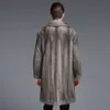 Haining Designer Cappotto di Pelliccia da Uomo Visone Intero Capelli Imitati Lungo Abbigliamento Casual 4PPZ