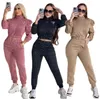 Europe et Amérique Vêtements pour femmes transfrontaliers Mode Banlieue Imprimé Col roulé brodé Sport Ensemble deux pièces 3 couleurs en stock