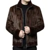 Designer Winter Fur Mens Jacket minkrock tjock isolering Guld dubbelsidig DFV7