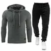 Tracksuit Men Brand Male Solid Hooded SweatshirtPants Set Mens Hoodie Sweat Suit Casual Sportswear S-5XL Plus Size 240124