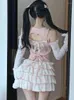 Arbetsklänningar Autumn Kawaii 3 -stycken Set Women Hollow Out Designer Sweet Kirt Kvinnlig japansk Princess Cake Söt kostym 2024