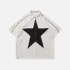 Men's T Shirts Retro Star Pattern Printing Relaxed And Casual High Street Hip-hop Fashion Goth Men Women With Zipper T-shirts.