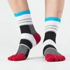 Men's Socks Fashion Trendy Patchwork Color Retro Split-toed Long Tube Middle Hosiery Cotton Man Five Finger