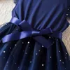 Robes de fille Filles été nouvelles manches volantes paillettes robes en maille pour enfants filles 2024 robe de princesse pour enfants 2-6 ans bébé fille vêtements décontractés