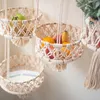 Panier de rangement en corde de coton fait à la main, tissage mural, paniers suspendus, macramé, fruits, jouets, organisateur de fleurs, porte-plantes, décoration de la maison, 240125